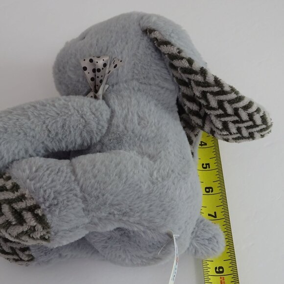 Hug and Luv Plush Gray Bunny Rabbit Stuffed Animal Toy Polka Dot Bow - Picture 4 of 8